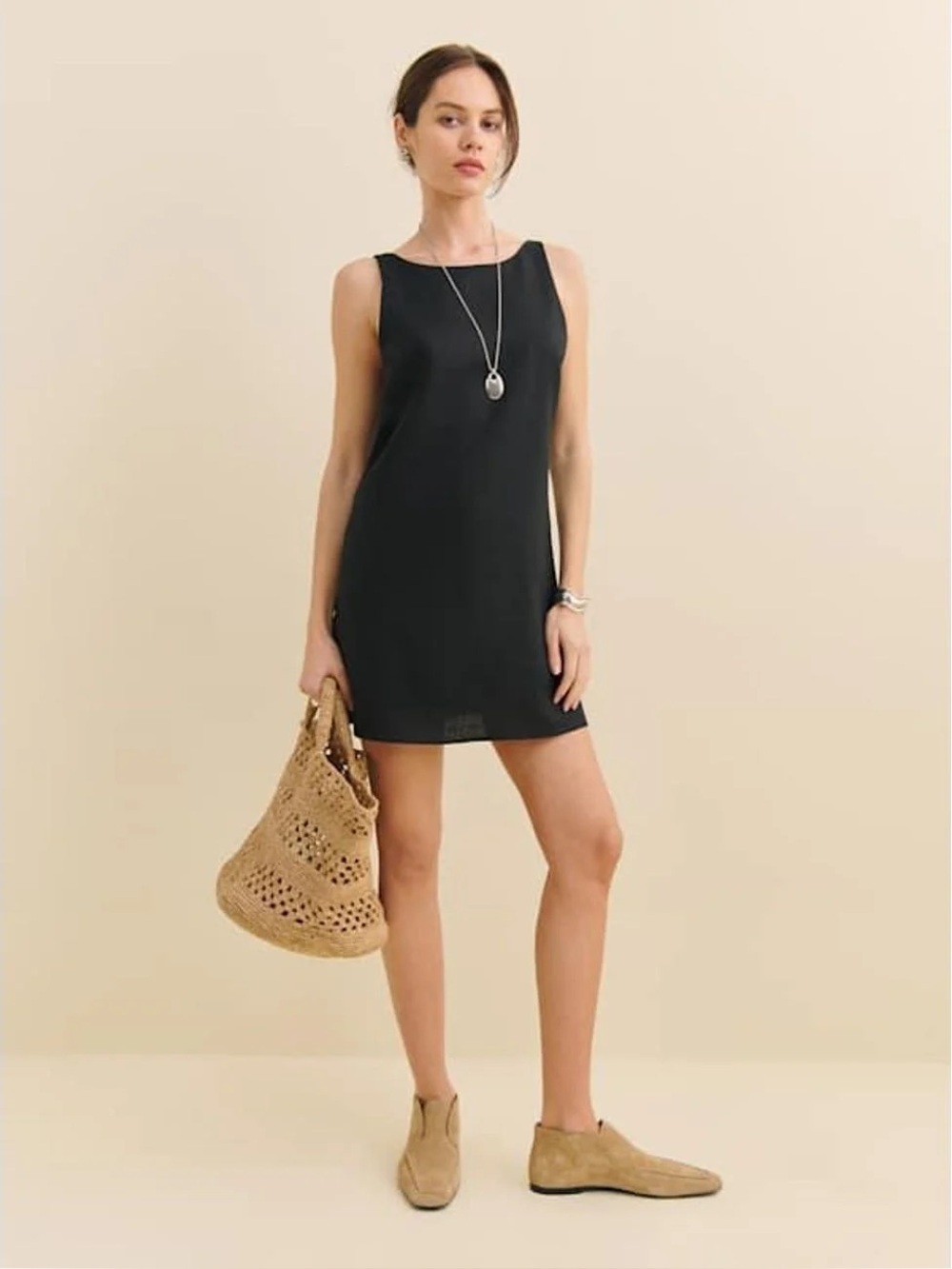 Reformation Rosemond Black Linen Mini Dress 4 NWT